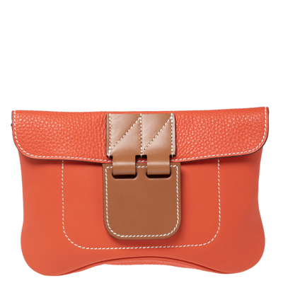 Pre-owned Hermes Poppy Orange Vache Hunter Clemence And Swift Leather ...