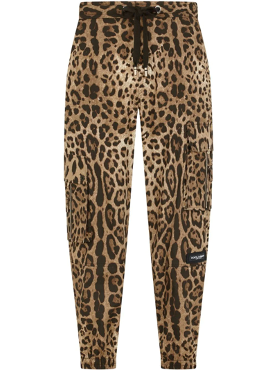 Shop Dolce & Gabbana Leopard-print Track Pants In Braun