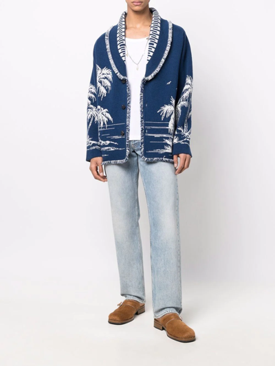 Shop Alanui Surrounded By The Ocean Cardigan In Blau