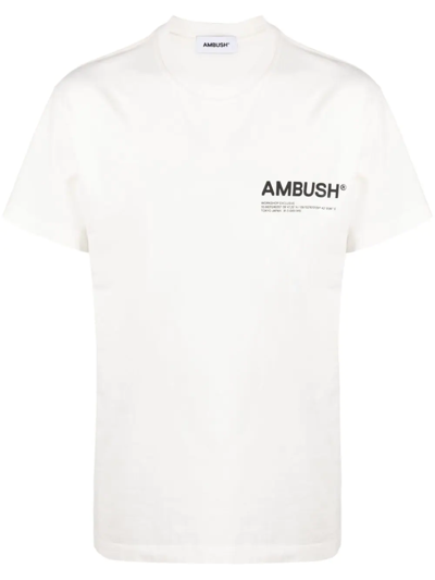 Shop Ambush Workshop Crew Neck T-shirt In Weiss