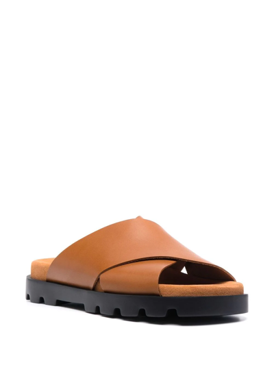 Shop Camper Brutus Crossover-strap Leather Sandals In Brown
