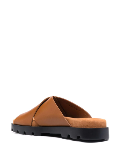 Shop Camper Brutus Crossover-strap Leather Sandals In Brown