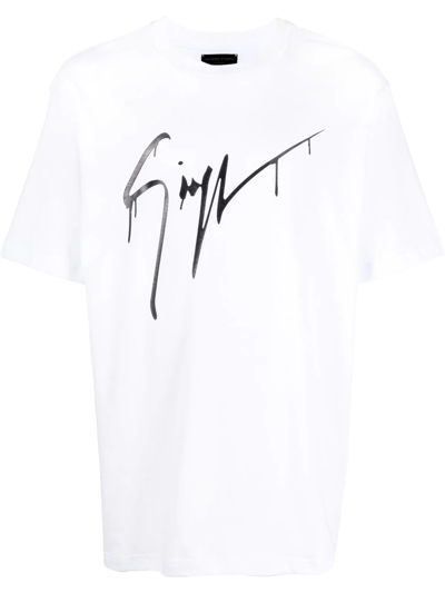 Shop Giuseppe Zanotti Graphic-print Cotton T-shirt In Weiss