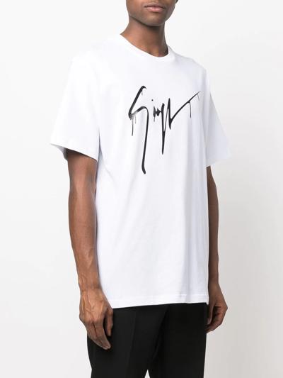 Shop Giuseppe Zanotti Graphic-print Cotton T-shirt In Weiss