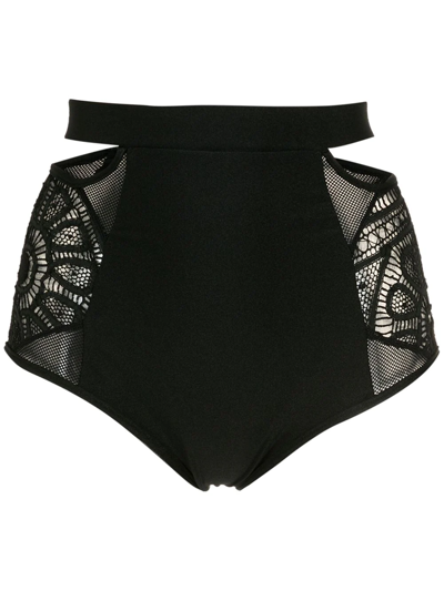 Shop Martha Medeiros Camila High-waisted Bikini Bottoms In Black