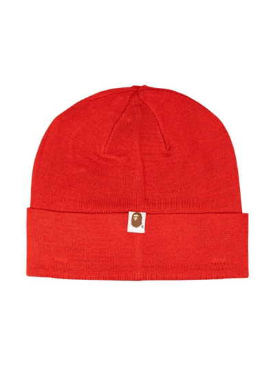 A Bathing Ape X Kid Cudi Knit Beanie In Rot