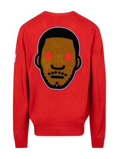 Shop A Bathing Ape X Kid Cudi Logo-patch Cardigan In Red