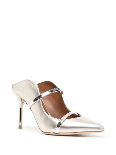 Malone Souliers Maureen 85 Metallic Leather Mules In Gold