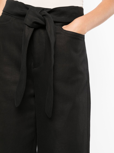 Shop Vince Tie-front Wide-leg Trousers In Schwarz