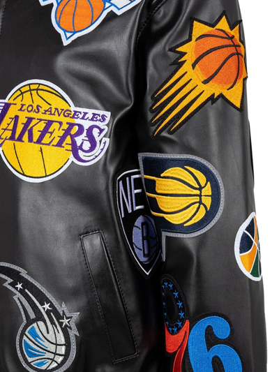 Jeff Hamilton X Nba Collage Vegan Leather Jacket In Schwarz