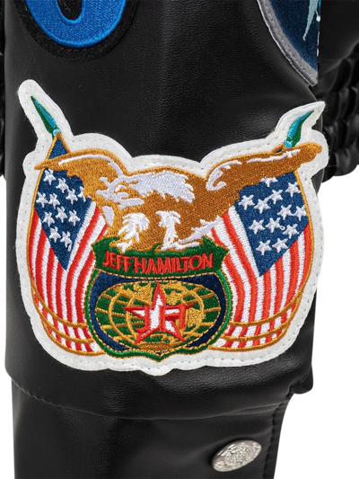 Jeff Hamilton X Nba Collage Vegan Leather Jacket In Schwarz