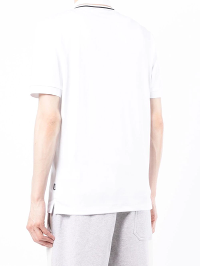Hugo Boss Slim-fit Polo Shirt In Cotton With Striped Collar In Weiss