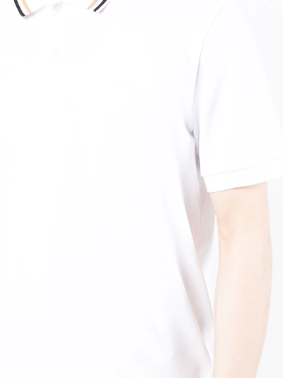Hugo Boss Slim-fit Polo Shirt In Cotton With Striped Collar In Weiss