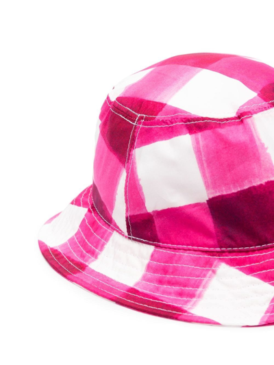 Msgm Gingham-check Bucket Hat In Rosa