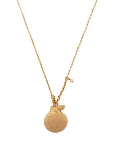 Shop Anni Lu Ray Shell Pendant Necklace In Gold