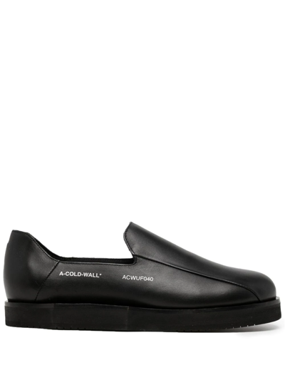 Black Geometric Model 3 Leather Loafers In Black - Black