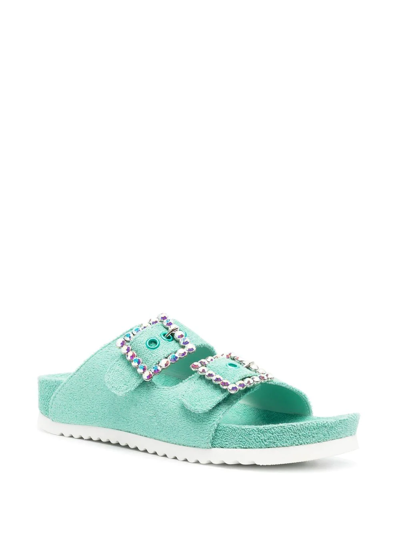Le Silla Buckle-detail Open-toe Slides In Blau