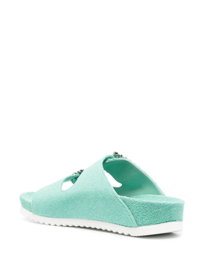 Le Silla Buckle-detail Open-toe Slides In Blau