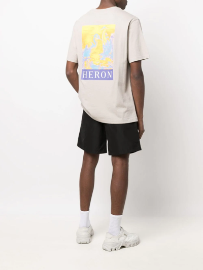 Shop Heron Preston Logo-print Cotton T-shirt In Grey