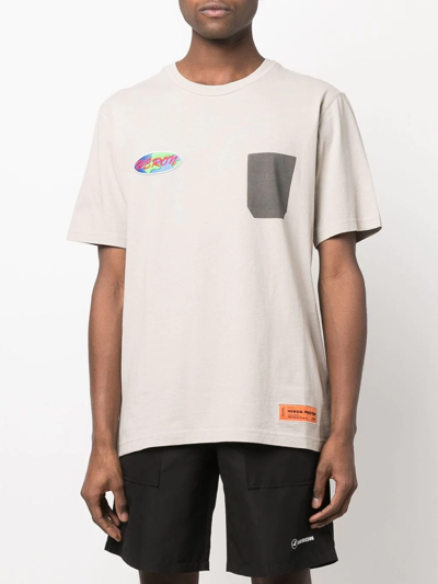 Shop Heron Preston Logo-print Cotton T-shirt In Grey