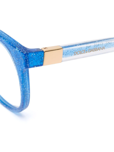 Shop Dolce & Gabbana Glittered Round-frame Glasses In Blau