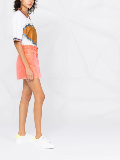 Shop Palm Angels Logo-patch Denim Miniskirt In Orange