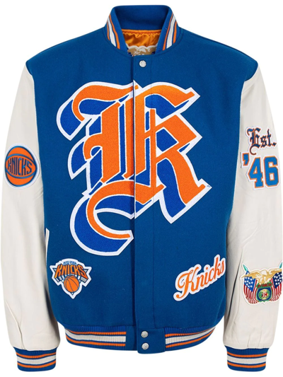 Jeff Hamilton Knicks-print Detail Bomber Jacket In Weiss