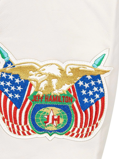 Jeff Hamilton Knicks-print Detail Bomber Jacket In Weiss