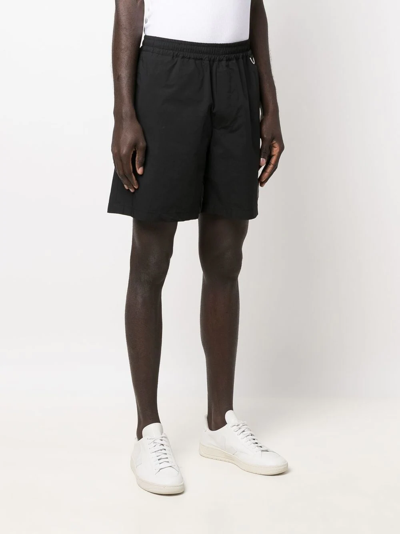 Shop Low Brand Logo-patch Jersey Cotton Shorts In Schwarz