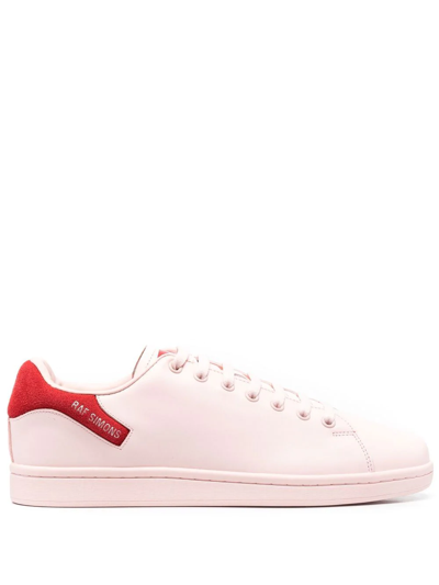Raf Simons Orion Suede-trimmed Leather Senakers In Rosa