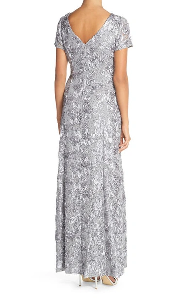 Shop Alex Evenings Embellished Lace A-line Evening Gown In Dove