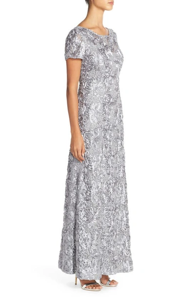Shop Alex Evenings Embellished Lace A-line Evening Gown In Dove