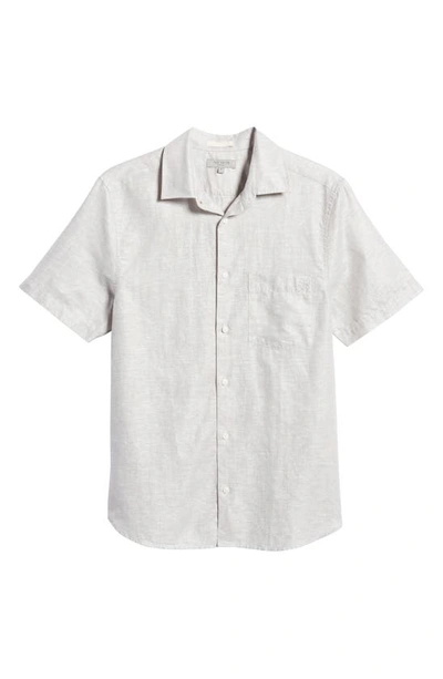 Shop Ted Baker Addle Short Sleeve Linen & Cotton Button-up Shirt In Natural