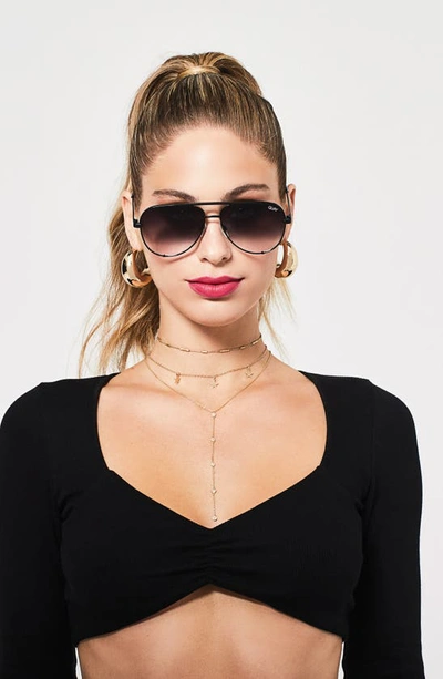 Shop Quay High Key 62mm Oversize Aviator Sunglasses In Black Fade To Clear