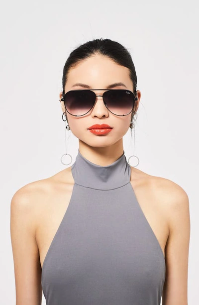 Shop Quay High Key 62mm Oversize Aviator Sunglasses In Black Fade To Clear