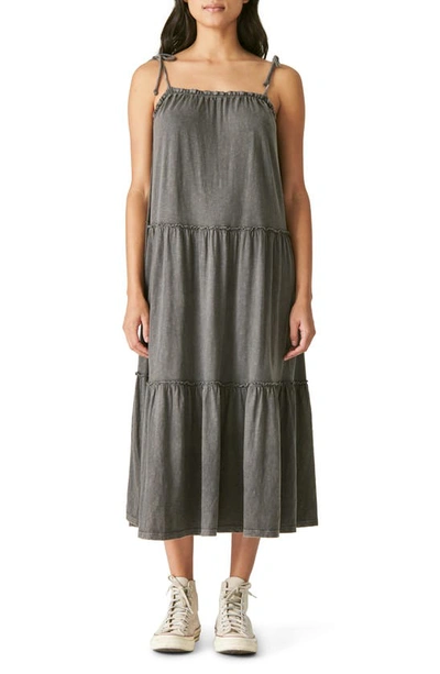 Shop Lucky Brand Tiered Ruffle Dress In Washed Black