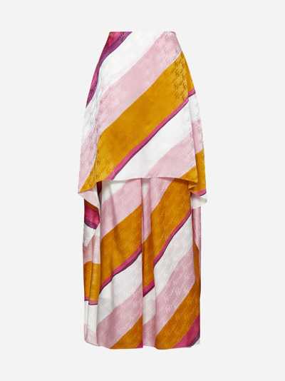 Shop Fendi Logo Motif Striped Silk Satin Trousers