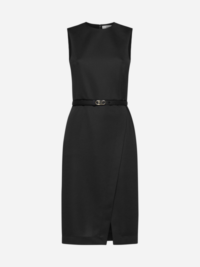 Shop Fendi Belted Piquet Jersey Dress