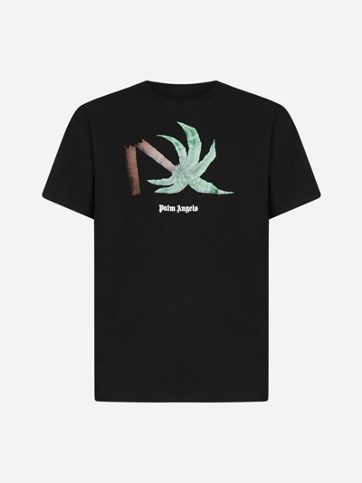 Shop Palm Angels Broken Palm Cotton T-shirt