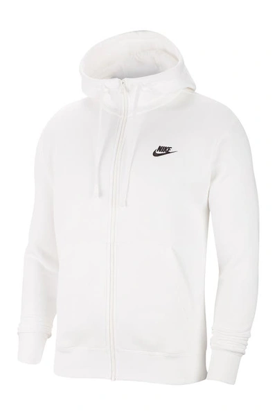 Shop Nike Club Zip-up Logo Hoodie In White/black