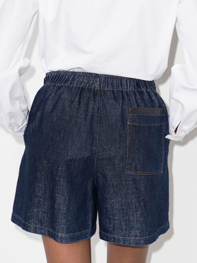 Shop Brunello Cucinelli Drawstring-waist Denim Shorts In Blue