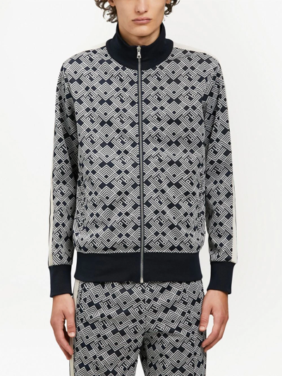 Palm Angels Stripe-jacquard Jersey Track Jacket In Blue