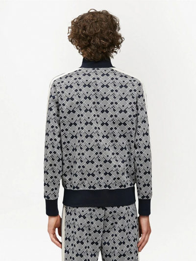 Palm Angels Stripe-jacquard Jersey Track Jacket In Blue