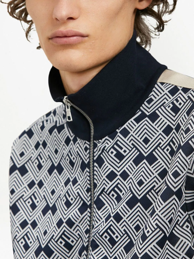 Palm Angels Stripe-jacquard Jersey Track Jacket In Blue