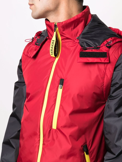 Shop Ferrari Multi-pocket Zip-up Hooded Jacket In Red