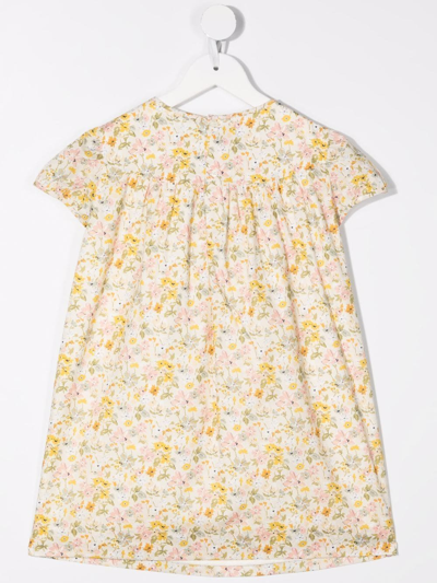 Shop Bonpoint Teen Alinda Floral-print Dress In Neutrals