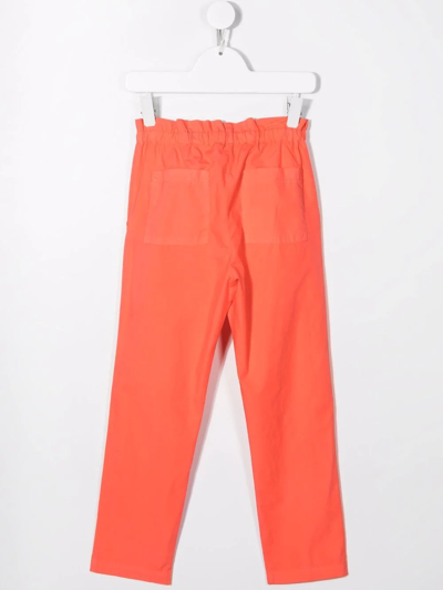 Shop Bonpoint Teen Elasticated-waist Poplin Trousers In Orange