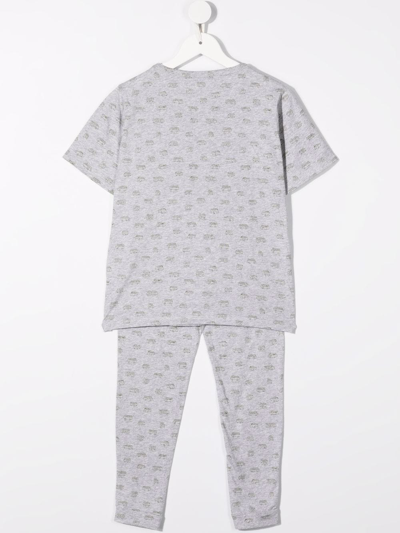 Shop Bonpoint Teen Van-print Short-sleeved Pyjama Set In Grey