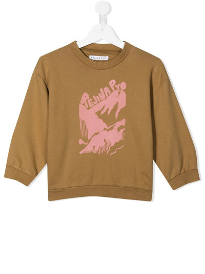 Shop Rejina Pyo Luka Logo-print Organic Cotton Sweatshirt In Brown