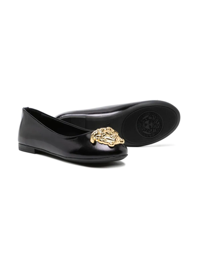 Shop Versace Medusa Ballerina Pumps In Black